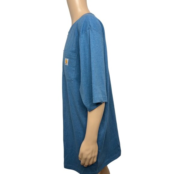 Carhartt Men's Original Fit 2XL Tall Blue T-Shirt Short Sleeve Logo Crew Pocket - Picture 7 of 11